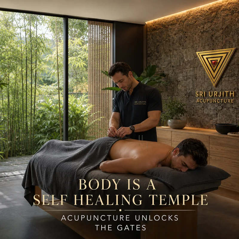 Certified acupuncturist performing holistic treatment at Sri Urjith Acupuncture